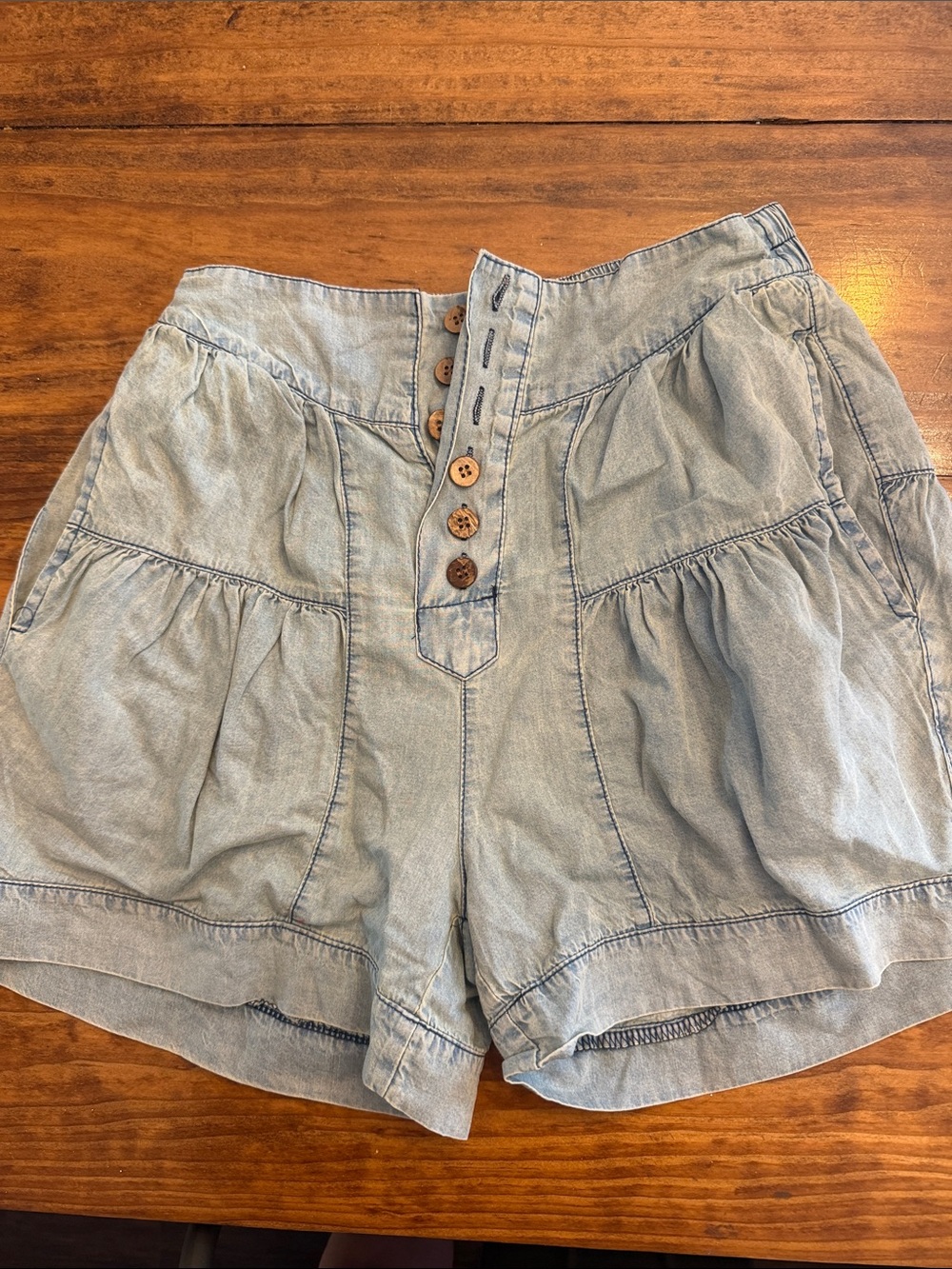 Light Blue Denim Button-Front Women’s Shorts